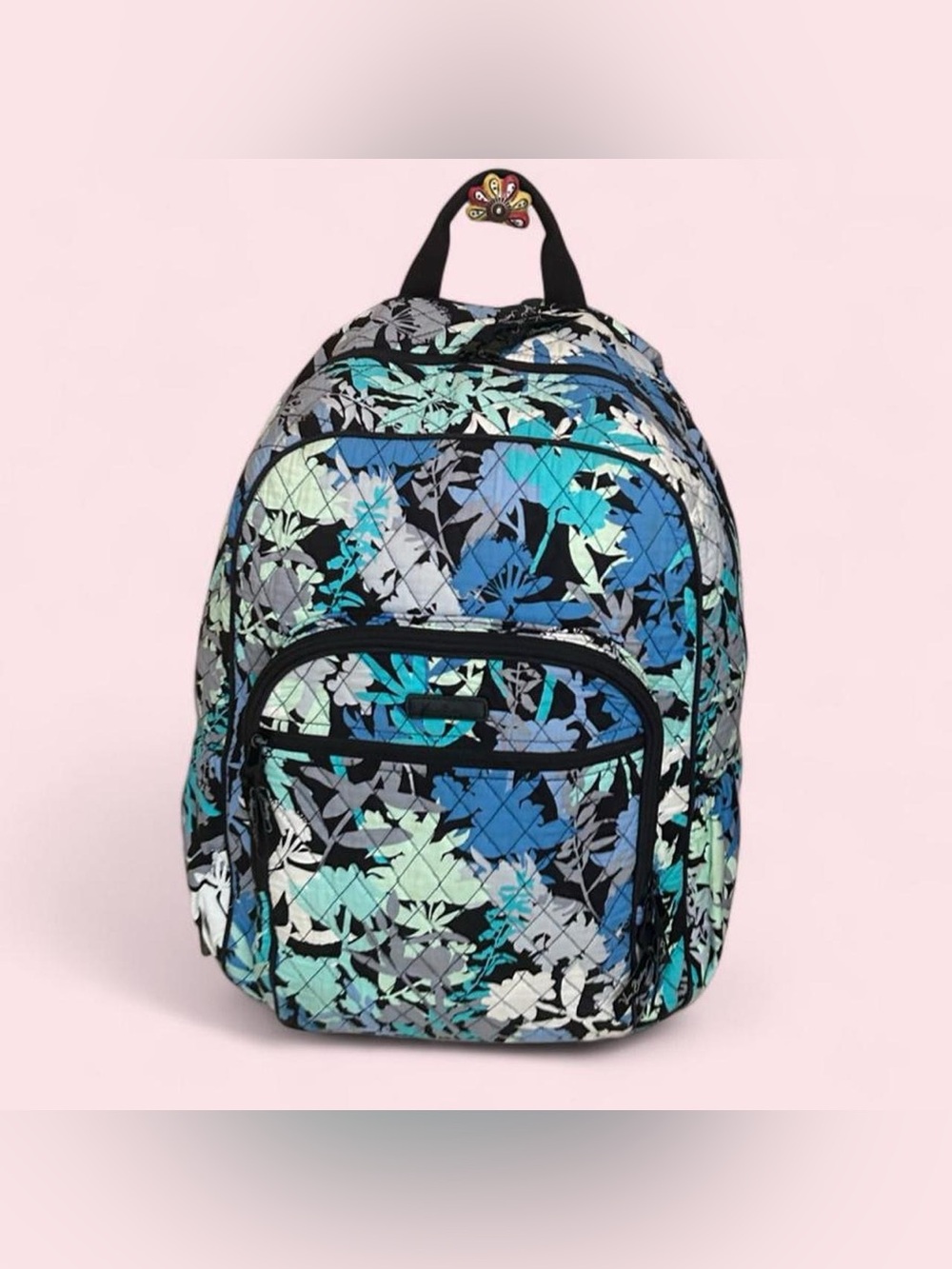 🩵Vera Bradley Floral Quilted Backpack in Blue & Turquoise - Stylish School Bag🩵